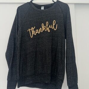 Oversized “thankful” crew neck